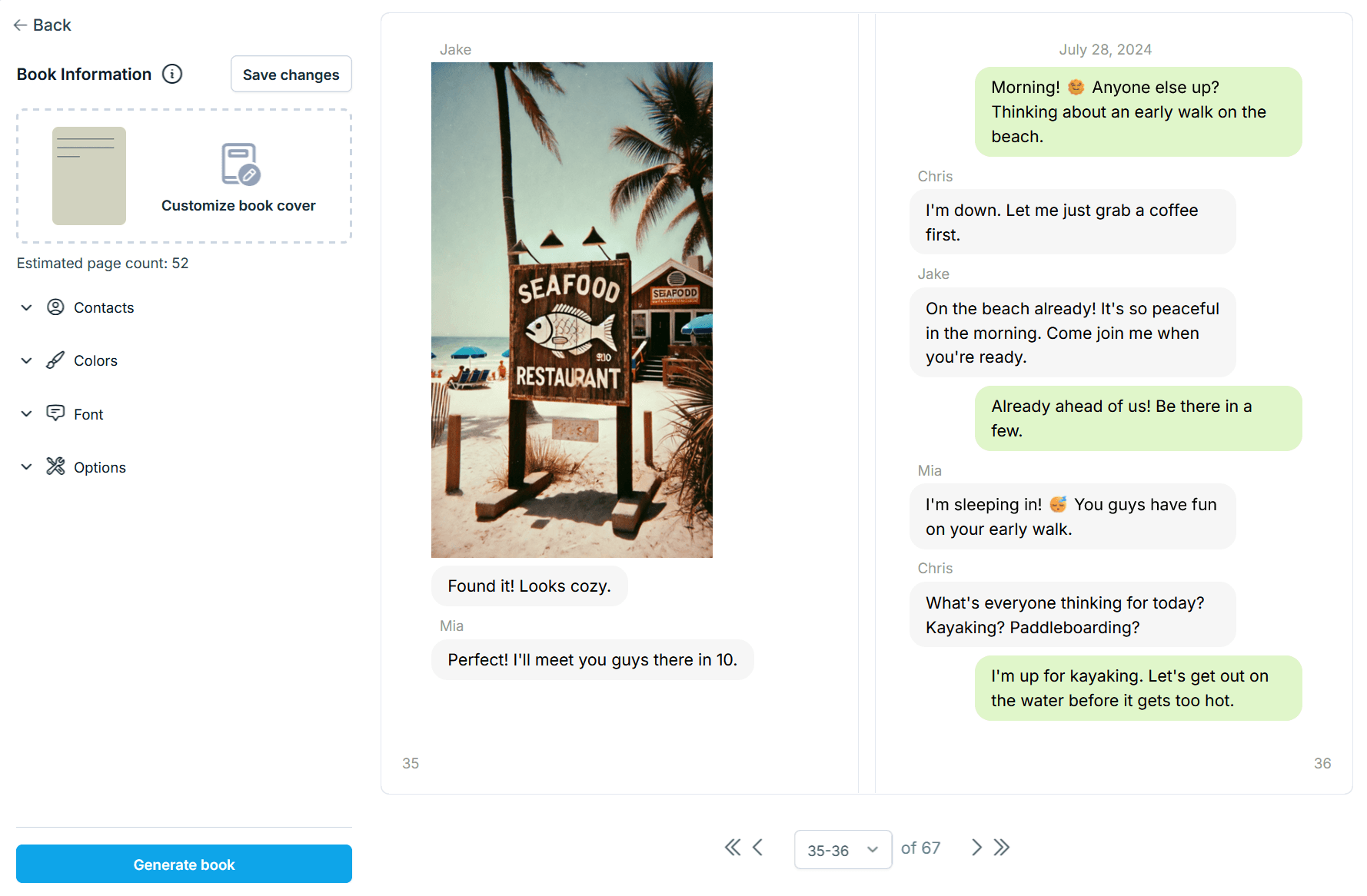 WhatsApp book customization in online editor