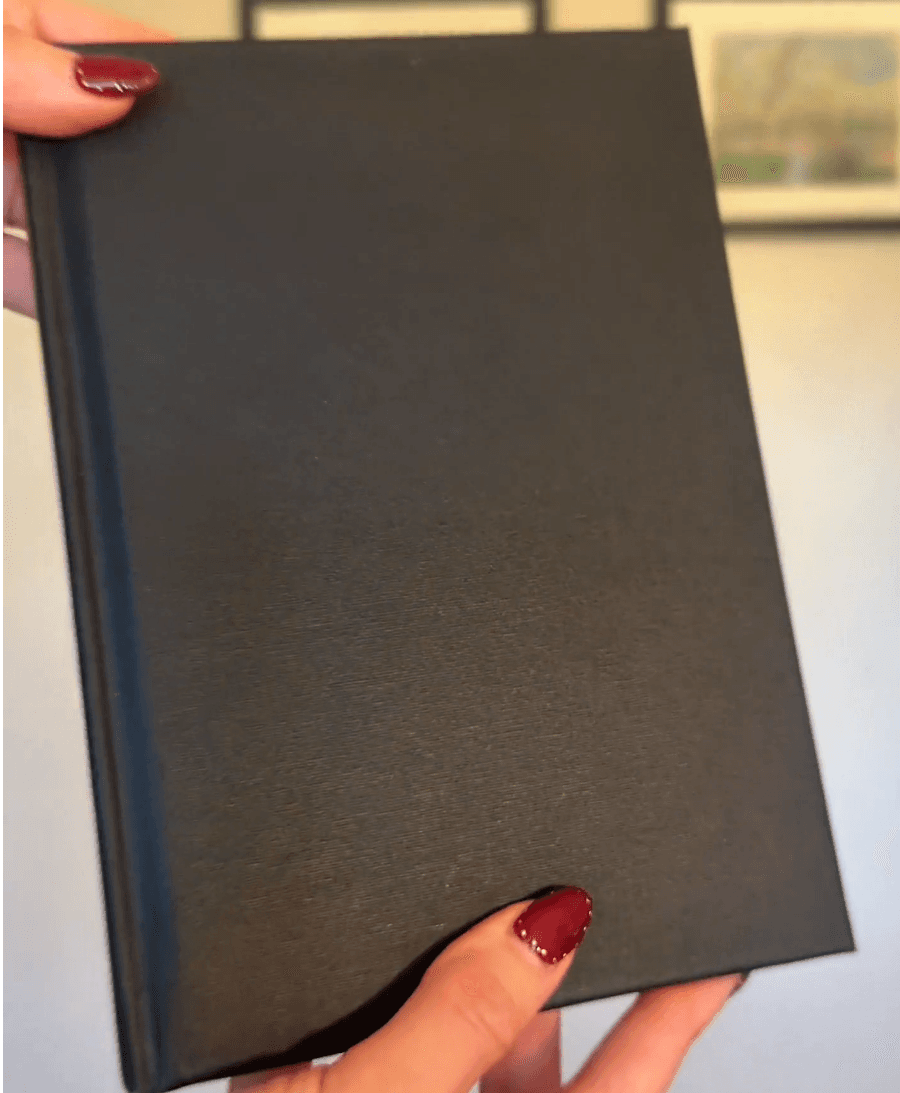 Black linen wrap book