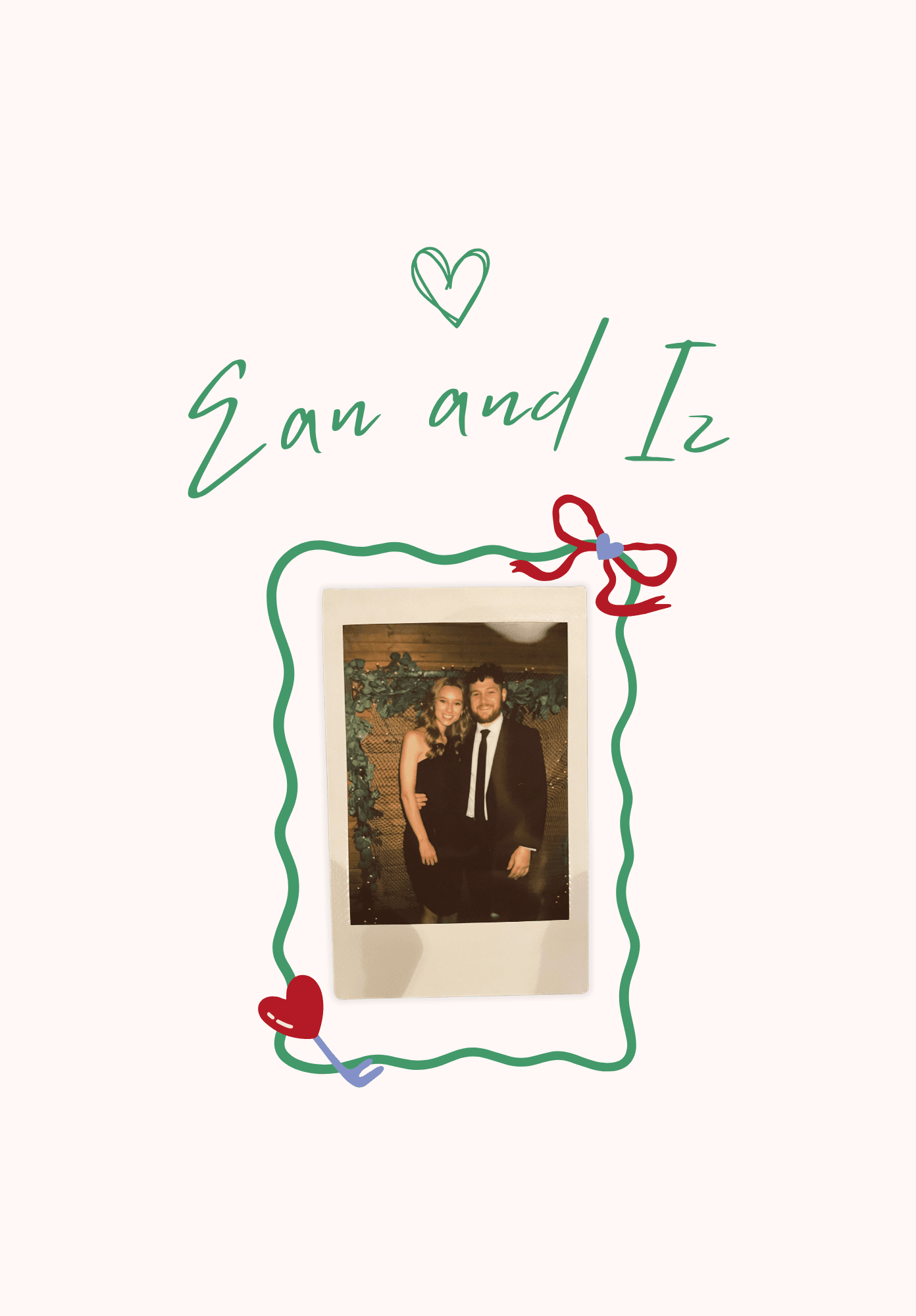 Playful love story cover with instant photo