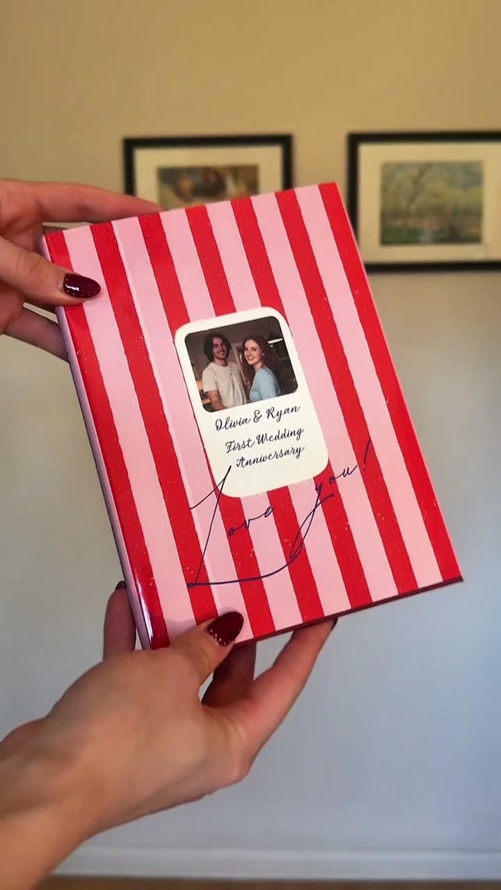 Red linen wrap book