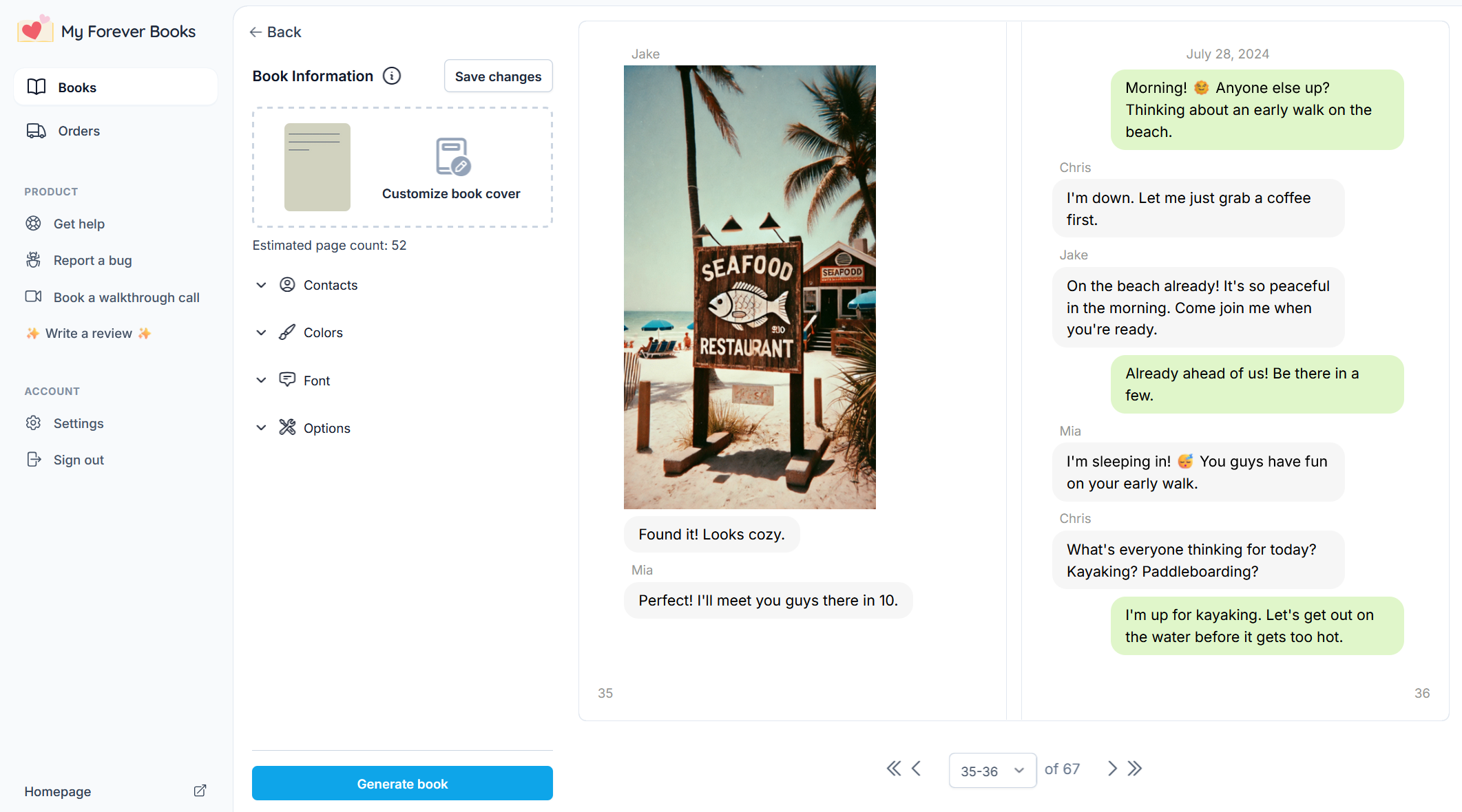 WhatsApp book customization in online editor